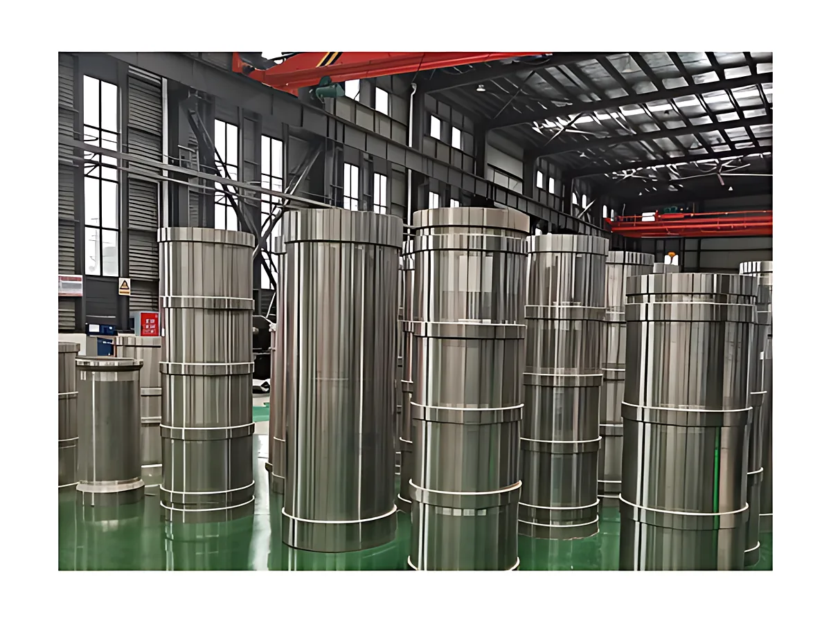 Decanter bowl shells: Long cylindrical bowls turned in duplex stainless