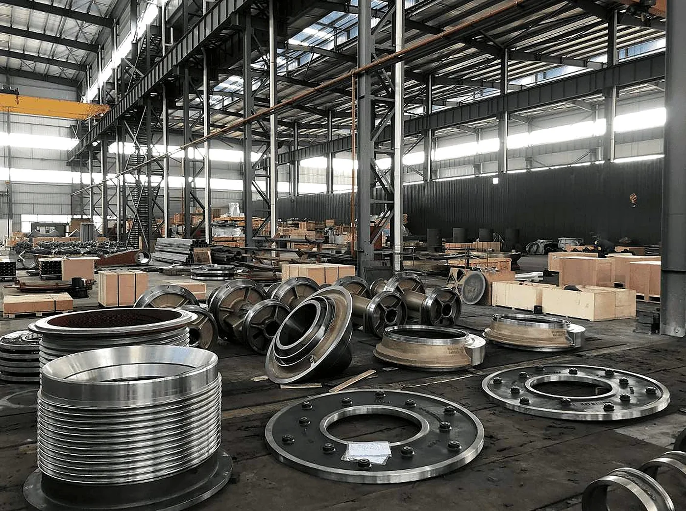 Heavy machined parts for many industries on the production floor