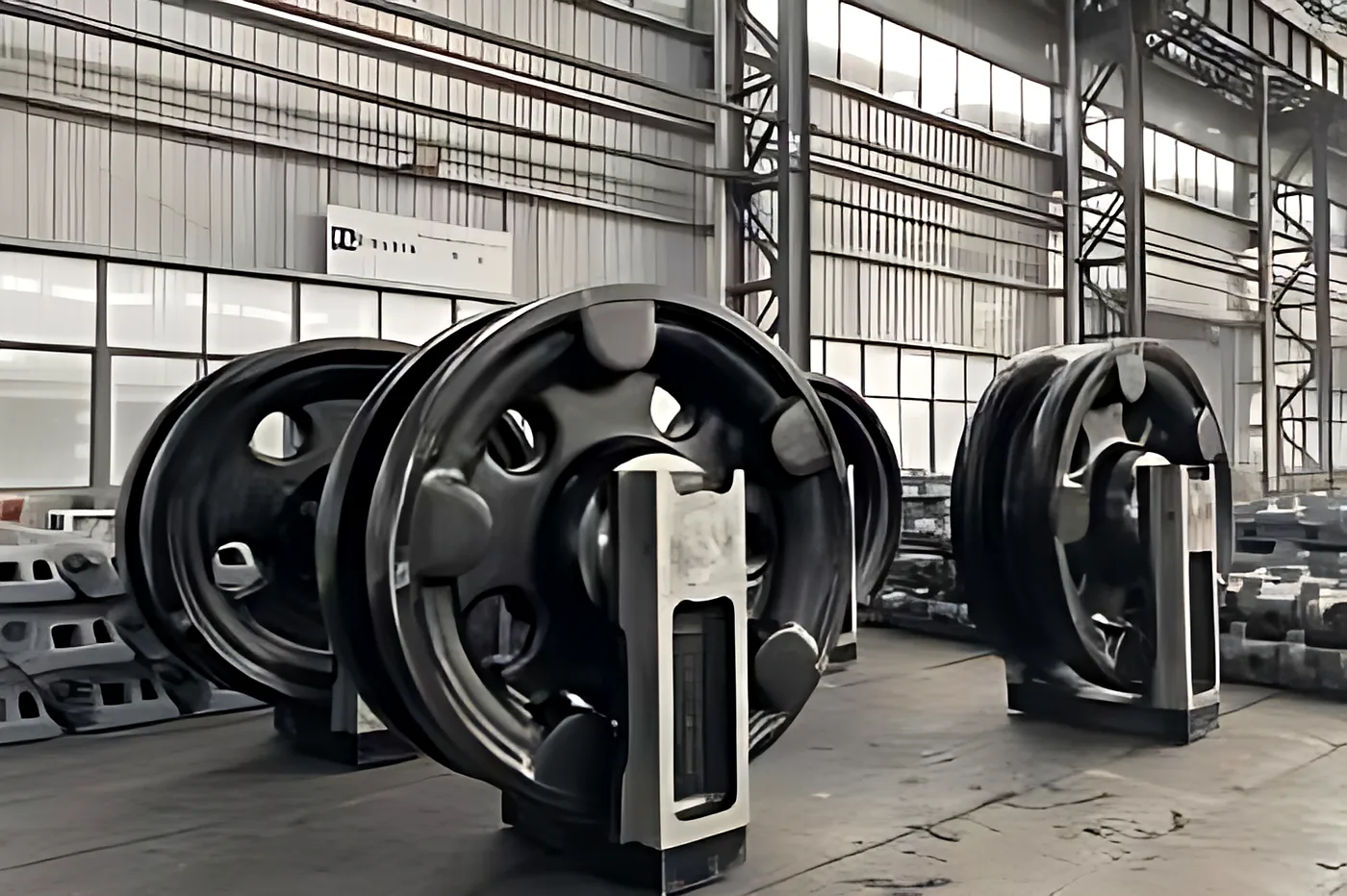 Idler assemblies: Assembled idlers ready for shipment