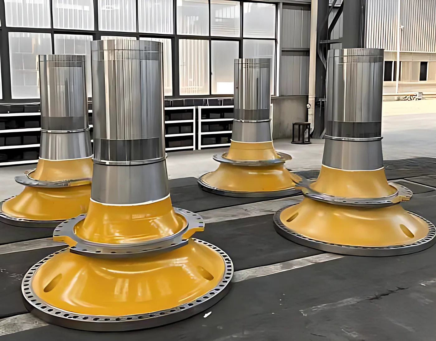 Spindles: Haul truck spindles, primed