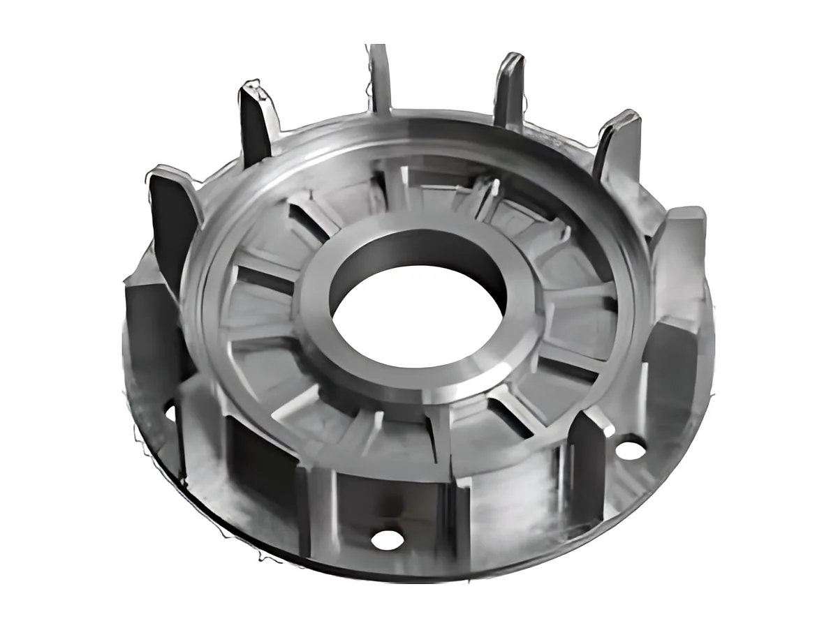 Finned end shields: End shield with cooling fins