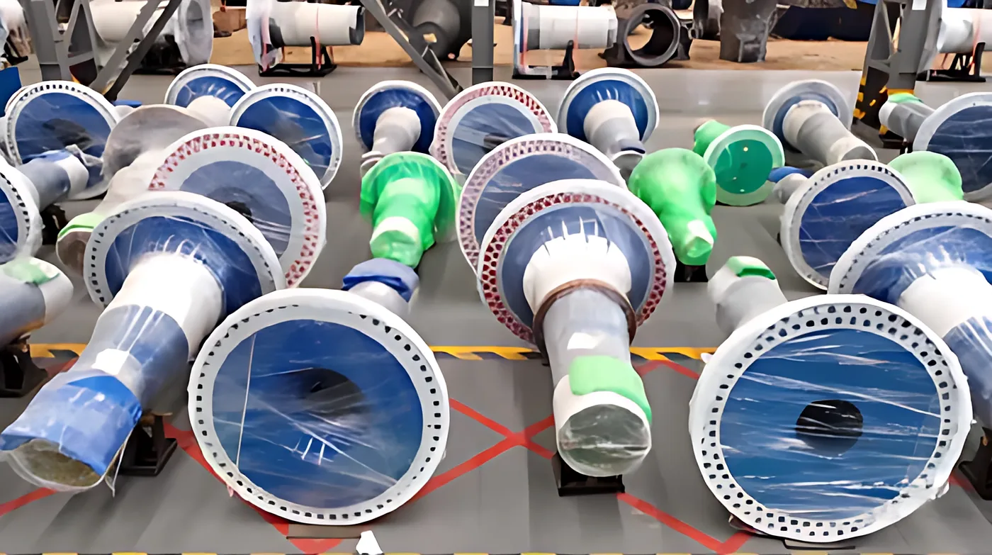 Wind turbine main shafts: Forged main shafts for multi-megawatt turbines, quenched and tempered, then finish-turned and drilled